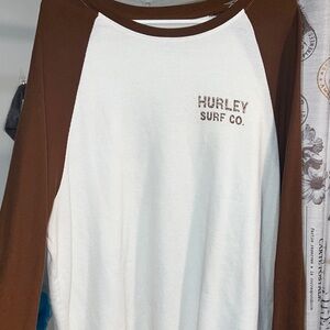 Hurley Brown and White Raglan Shirt thermal